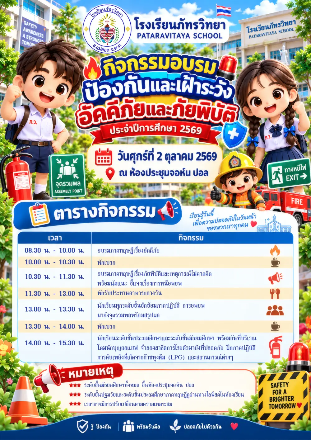 🔥🚒 กิจกรรมอบรมป้องกันและเฝ้าระวังอัคคีภัยและภัยพิบัติ ประจำปีการศึกษา 2569 🚨🧯