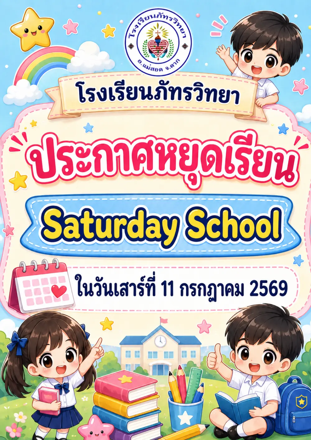 ประกาศหยุดเรียน Saturday School